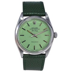 Rolex Stainless Steel Air King with Custom Finished Lime Green Dial circa 1960's