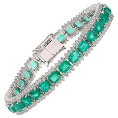 Natural zambian emerald bracelet with diamond 3.25 cts in 18k gold