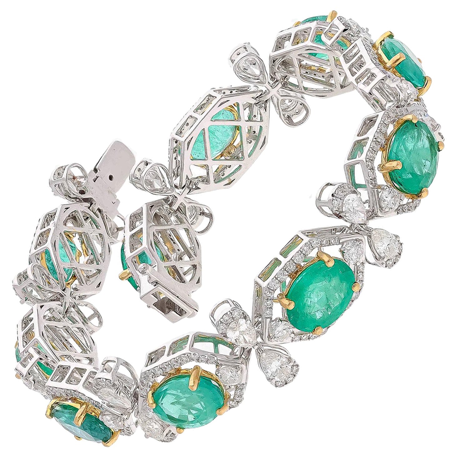 Natural Zambian Emerald Bracelet with Diamond and 18k Gold