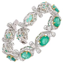 Natural Zambian Emerald Bracelet with Diamond and 18k Gold
