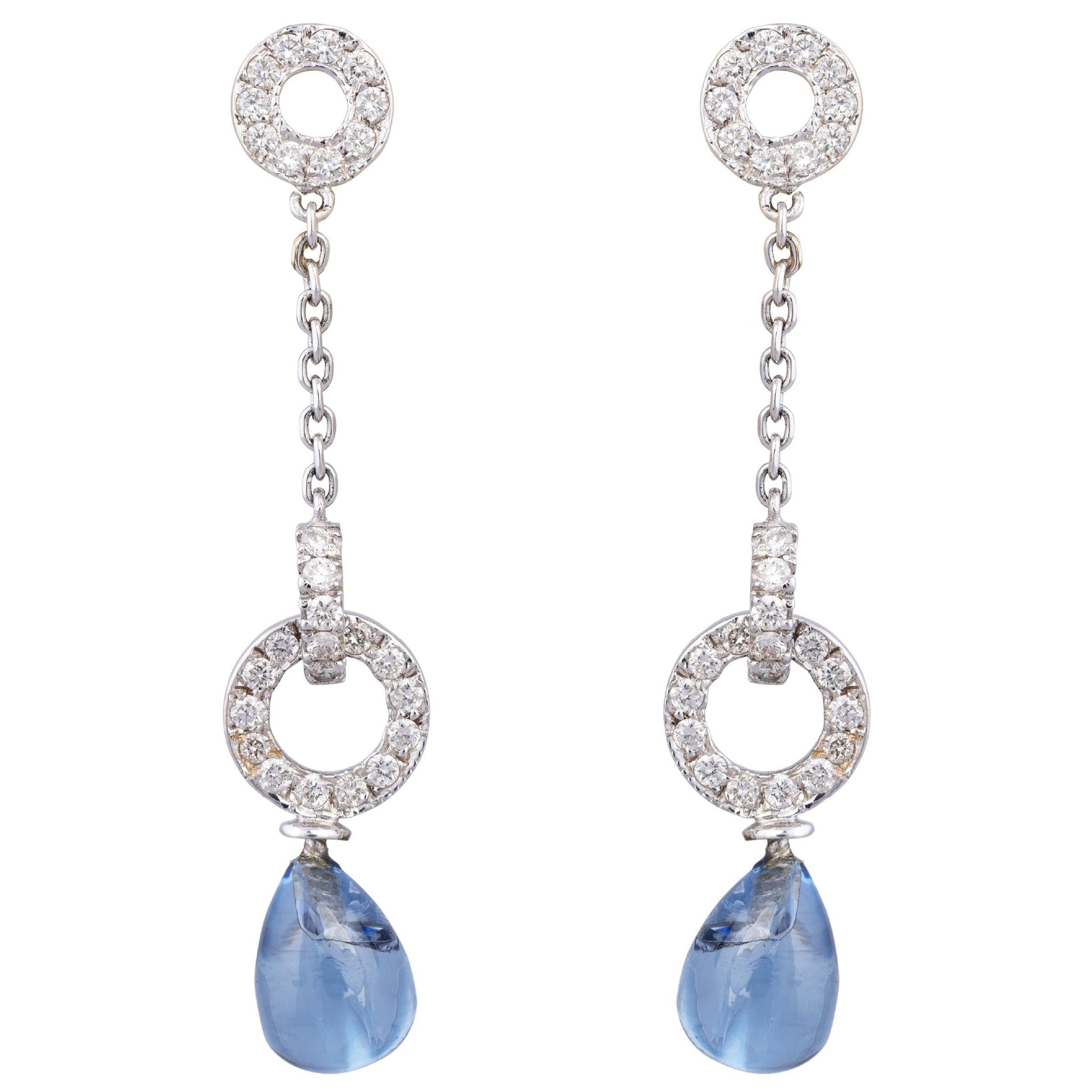 18k gold 0.52cts Diamond and 3.00cts natural tanzaniteEarring
