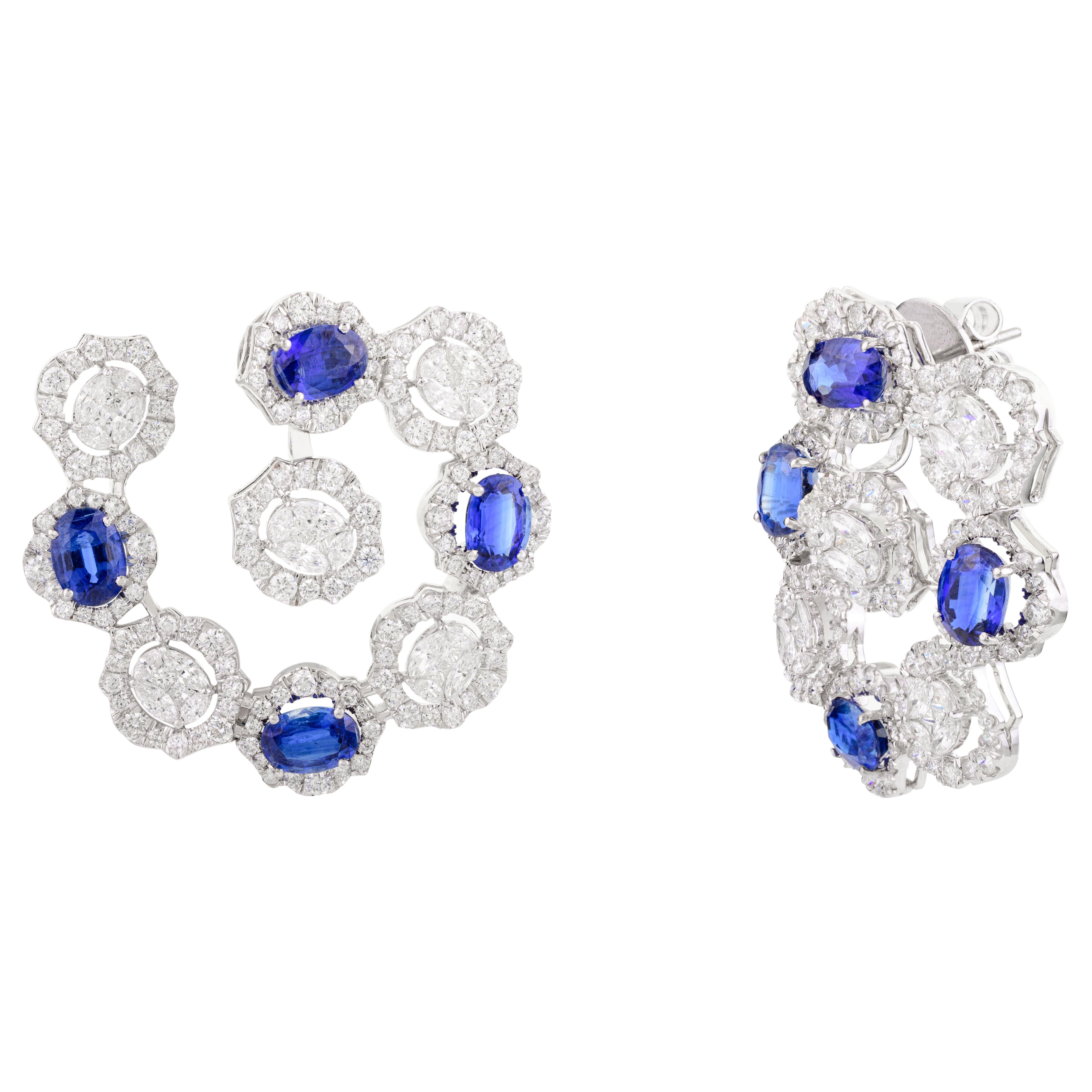 8.09 CTW Kyanite Diamond Stud Earrings Made in 18k White Gold Mothers Day Gift For Sale