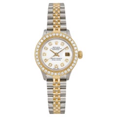 Rolex Datejust 26mm 18k Yellow Gold Custom Diamond Dial Bezel Ladies Watch 69173