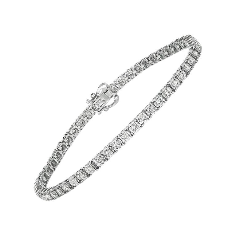 2.00 CT Natural Diamond Illusion Set Tennis Bracelet G SI 14K White Gold 7''