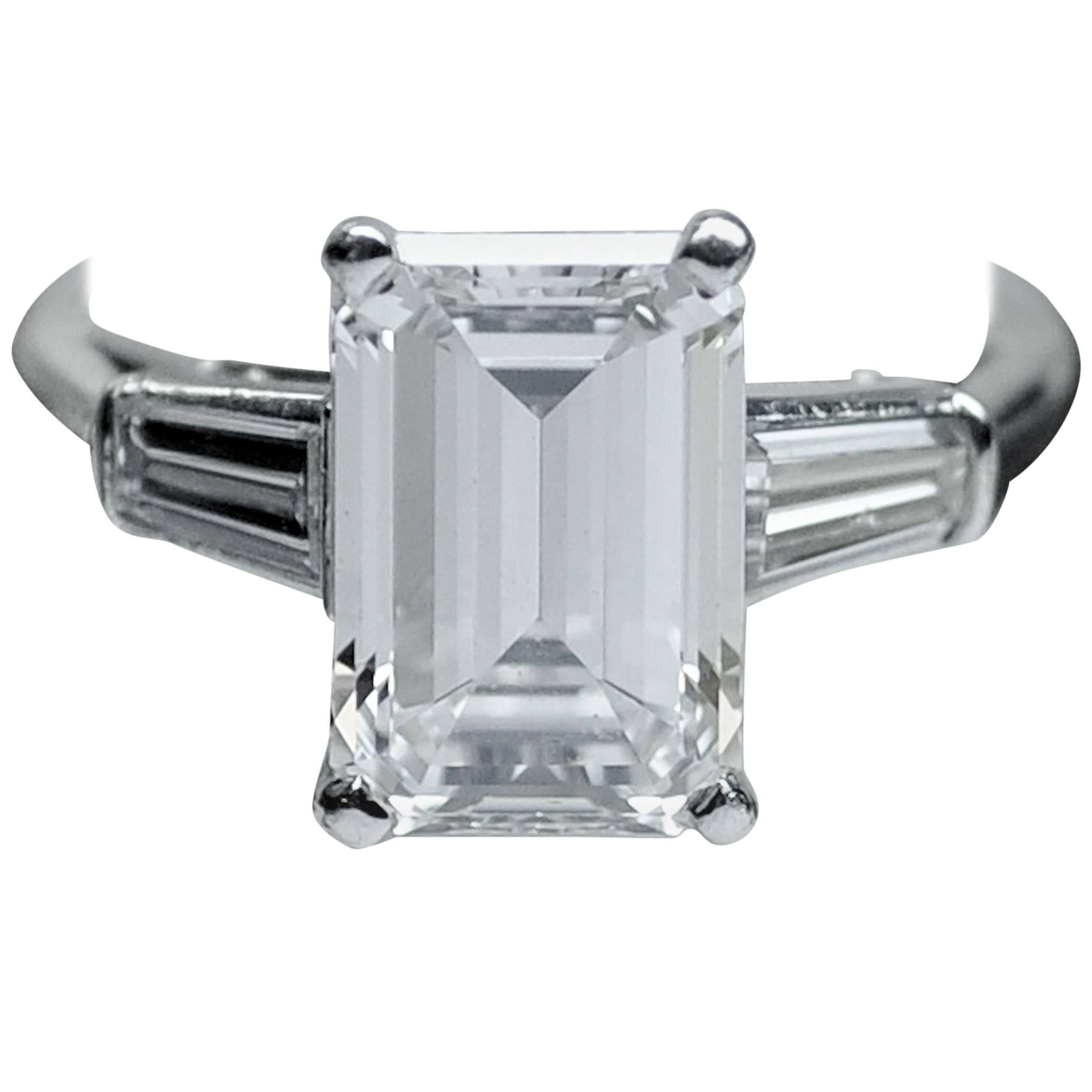 Classic 3.25 Carat Emerald Cut Diamond GIA Certified Engagement Ring For Sale