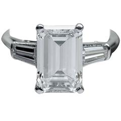 Classic 3.25 Carat Emerald Cut Diamond GIA Certified Engagement Ring