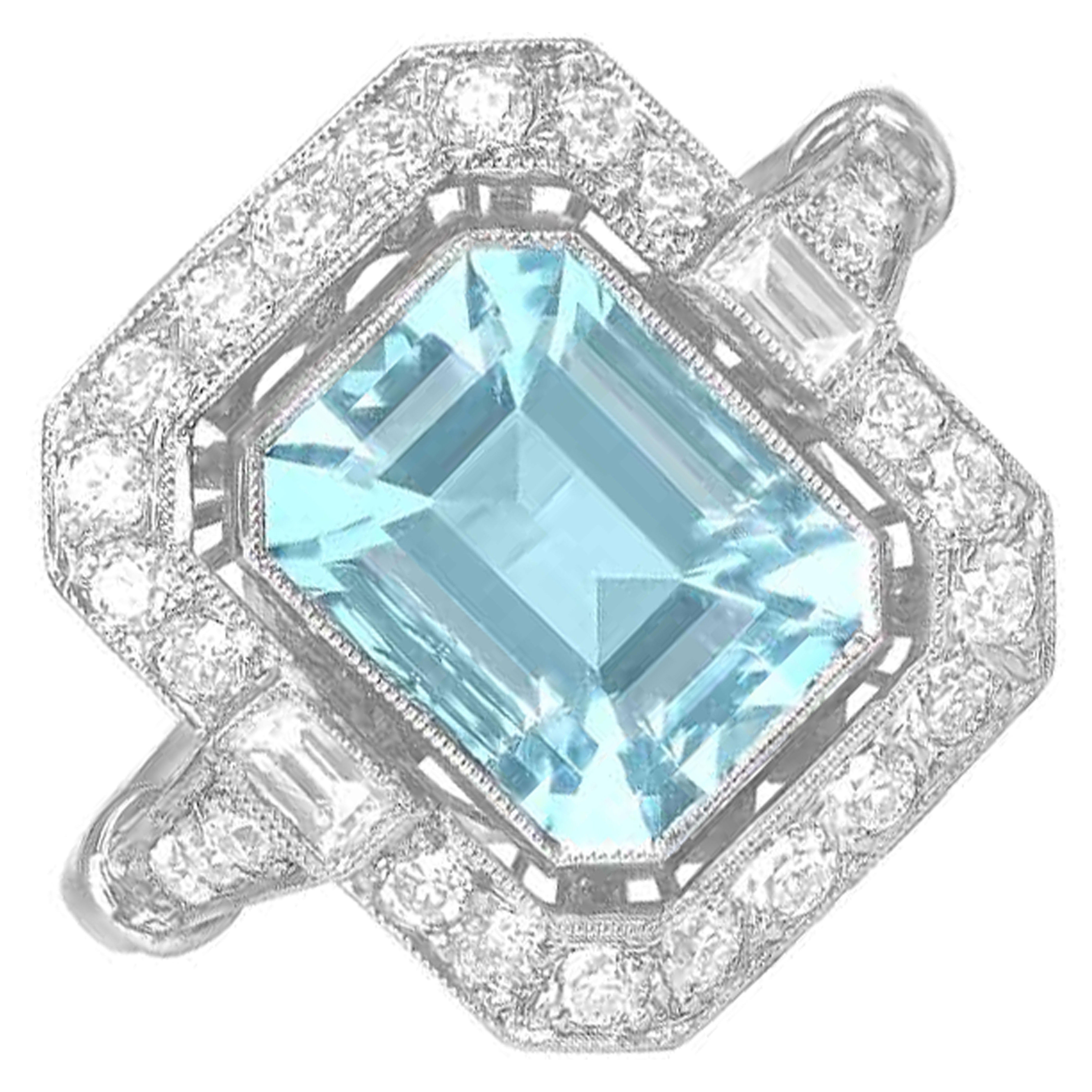 Bague En Aigue Marine Naturelle - 18x13x7.5mm - Argent Massif 925 - Taille 58 - Sertie Surélevée - Neuf Avec étiquette