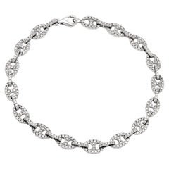 Contemporary diamond 14k white gold link bracelet