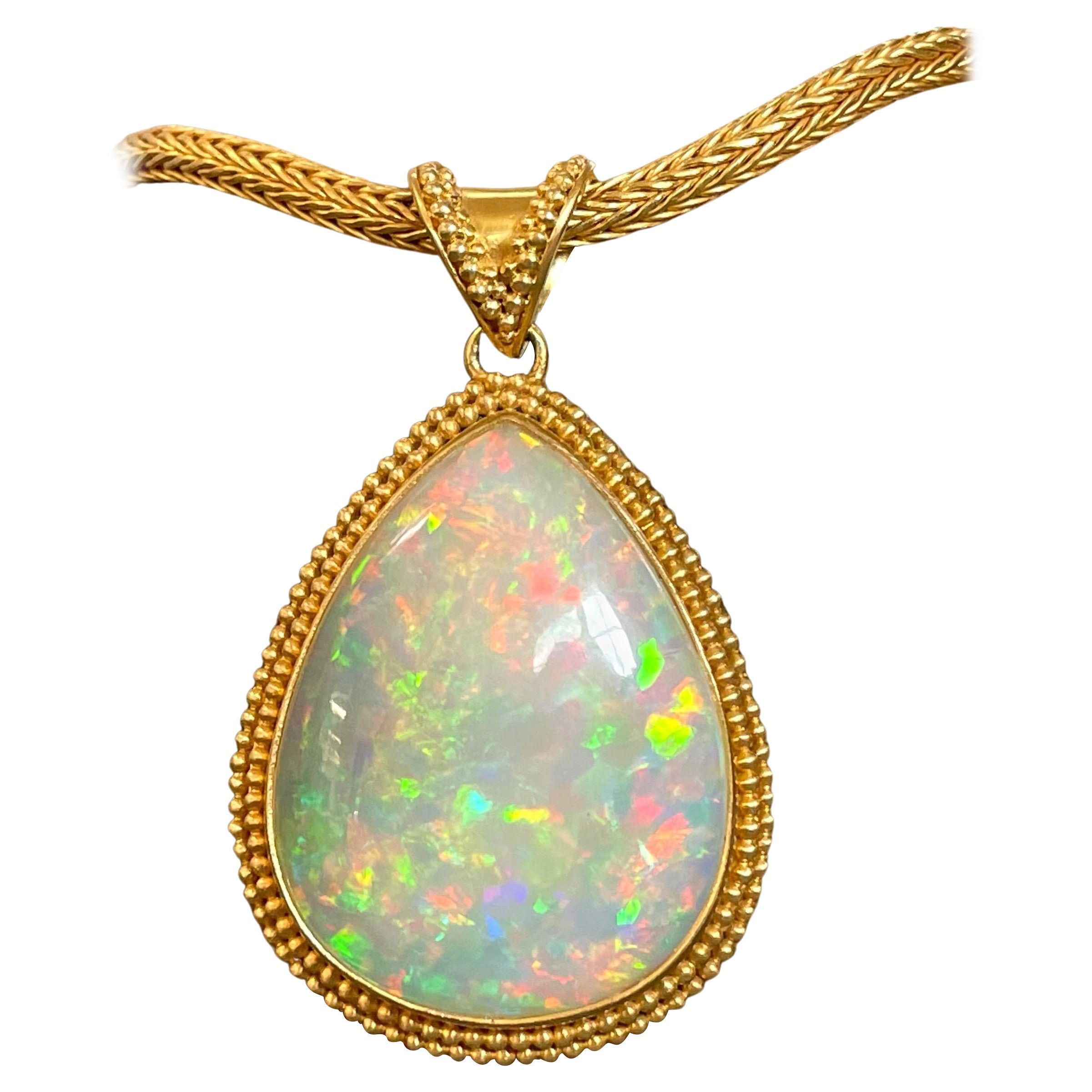 Steven Battelle 27.7 Carats Ethiopian Welo Opal 22K Gold Pendant