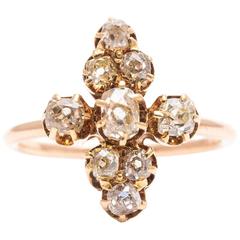 Victorian Lozenge Form Diamond Ring in Yellow Gold