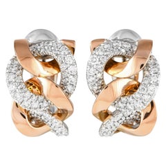 18 Karat Weiß- und Roségold 1,90 Karat Diamant Italienische Gliederohrringe MF20-091324