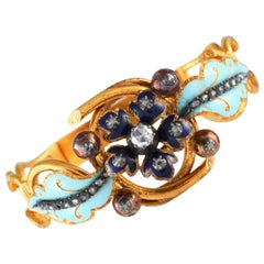 Victorian 18K Yellow Gold Diamond and Enameled Bracelet MF17-091824