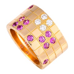 Cartier Lanires 18K Rose Gold Diamond and Pink Sapphire Four Row Ring