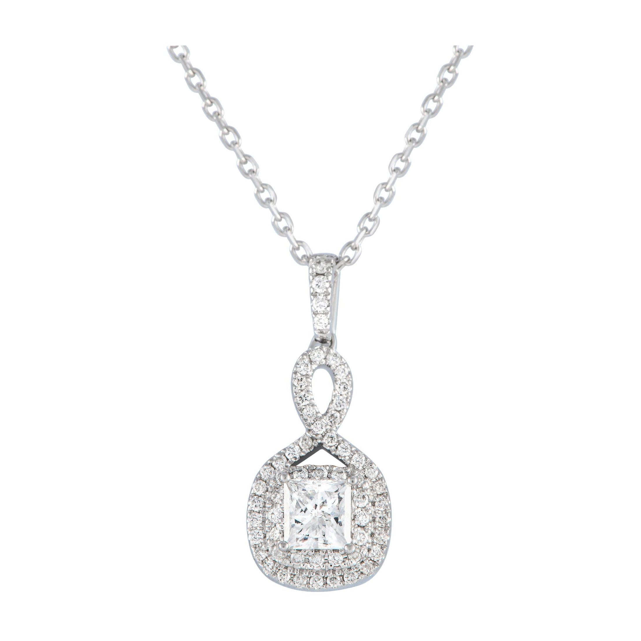 14K White Gold 0.50ct Diamond Pendant Necklace MF06-100124