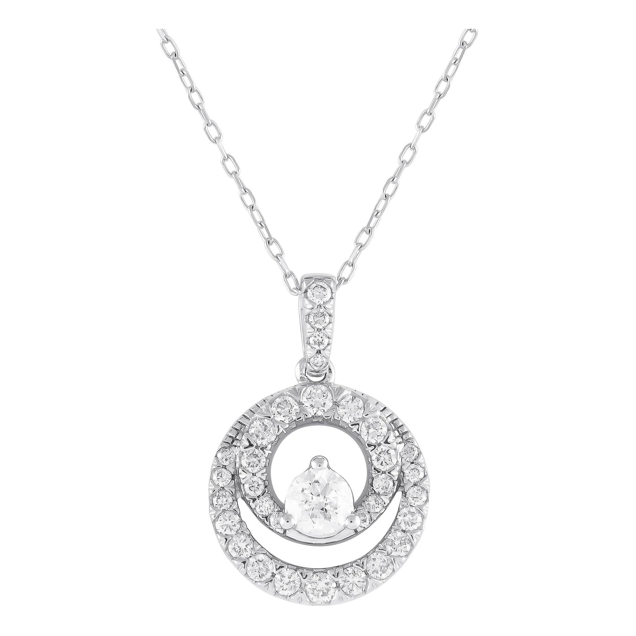 14K White Gold 1.0ct Diamond Pendant Necklace MF07-100124
