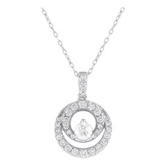 14K White Gold 1.0ct Diamond Pendant Necklace MF07-100124