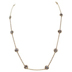 3.12 Carat Natural Diamond By The Yard Necklace 14 Karat Yellow Gold 16''