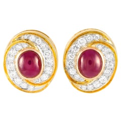 18K Yellow Gold 1.25ct Diamond and 4.80ct Ruby Clip-On Earrings MF12-101024