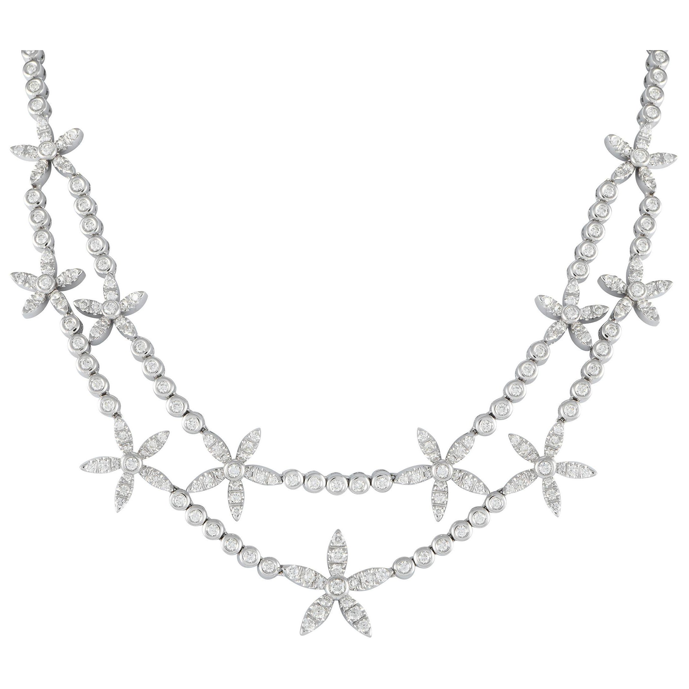 Asprey Daisy 18K White Gold 5.76ct Diamond Necklace AD02-101424 For Sale