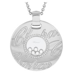 Chopard Happy Diamonds 18K White Gold 1.14ct Diamond Pendant Necklace