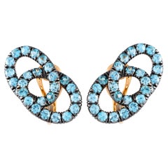 Pomellato Tango 18K Yellow Gold Blue Zircon Earrings PO16-102124