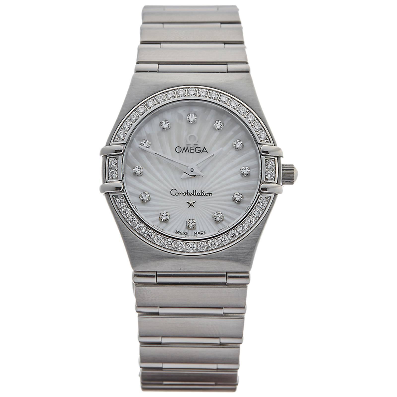  Omega Ladies Stainless Steel Constellation Quartz Wristwatch 2000s