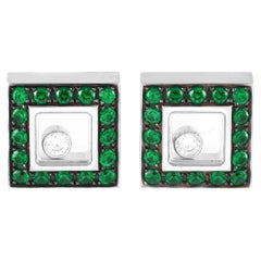 Chopard Happy Diamonds 18K White Gold Diamond and Emerald Earrings CH37-102124