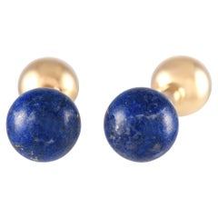 Tiffany & Co. 14K Yellow Gold Lapis Lazuli Barbell Cufflinks TI10-102824
