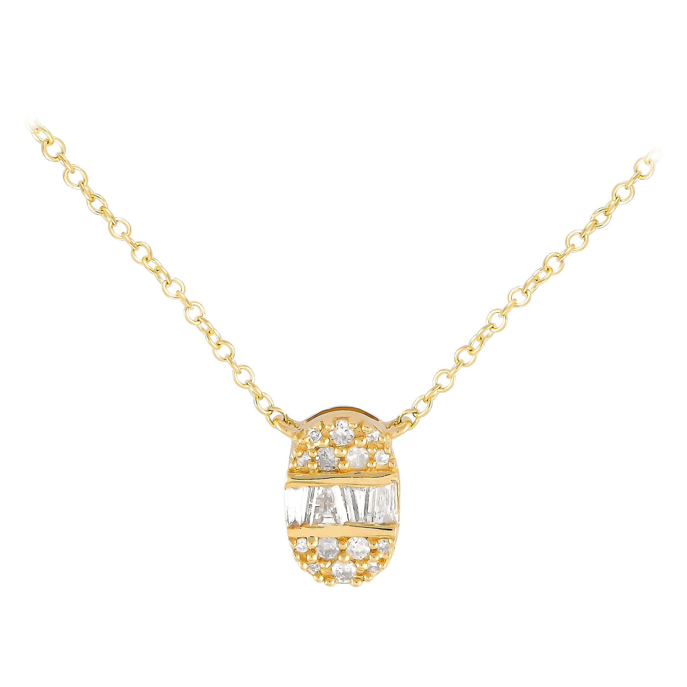 14K Gelbgold Halskette mit 0,13 Karat Diamanten PN15563 im Angebot