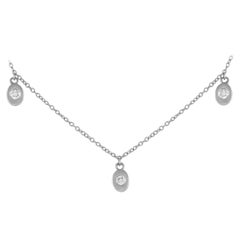 14K Weißgold 0,06 Karat Diamant Station Halskette NK01637-W