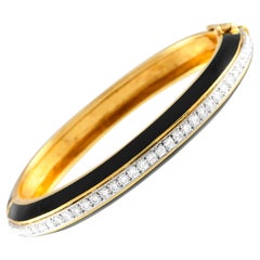 David Webb Bracciale in oro giallo 18 carati con diamanti e smalto DW04-110624