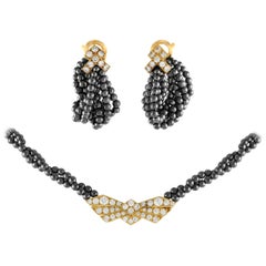 Van Cleef & Arpels - Collana e orecchini con diamanti ed ematite in oro 18 carati da 2,50 carati