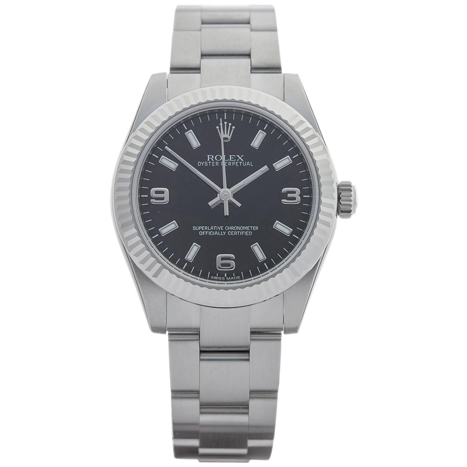  Rolex Ladies Stainless Steel Oyster Perpetual Automatic Wristwatch
