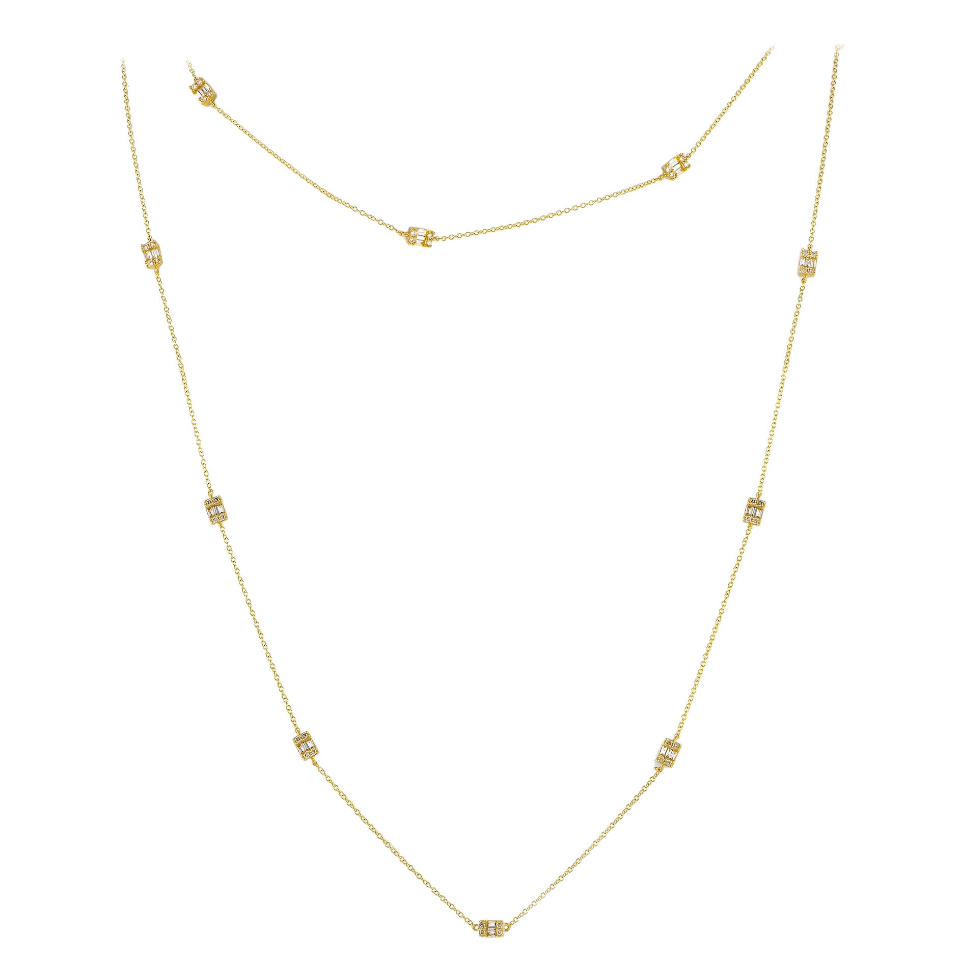 Collier en or jaune 14 carats avec diamants 0,82 carat NK01643-Y en vente
