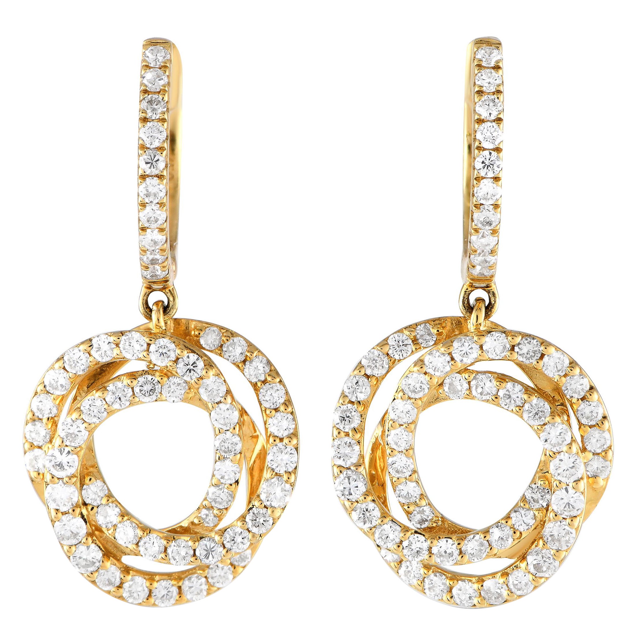 14K Yellow Gold 1.00ct Diamond Drop Earrings ER28822-Y