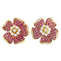 Asprey 18K Gelbgold 1,85 Karat Diamant und Rubin Clip-On-Ohrringe AS03-111224