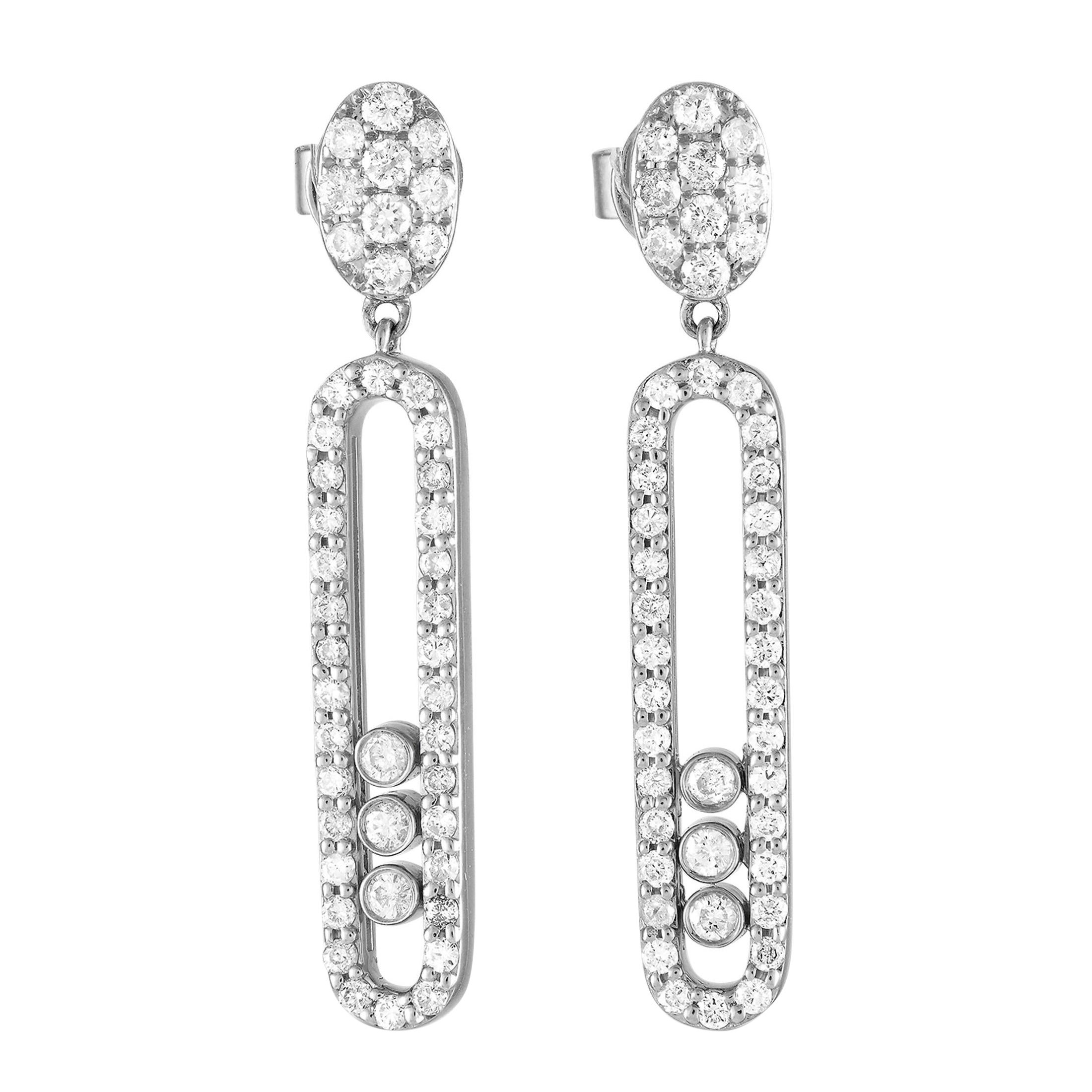 Pendientes de diamantes de 1,00 ct en oro blanco de 14 quilates ER28881-W