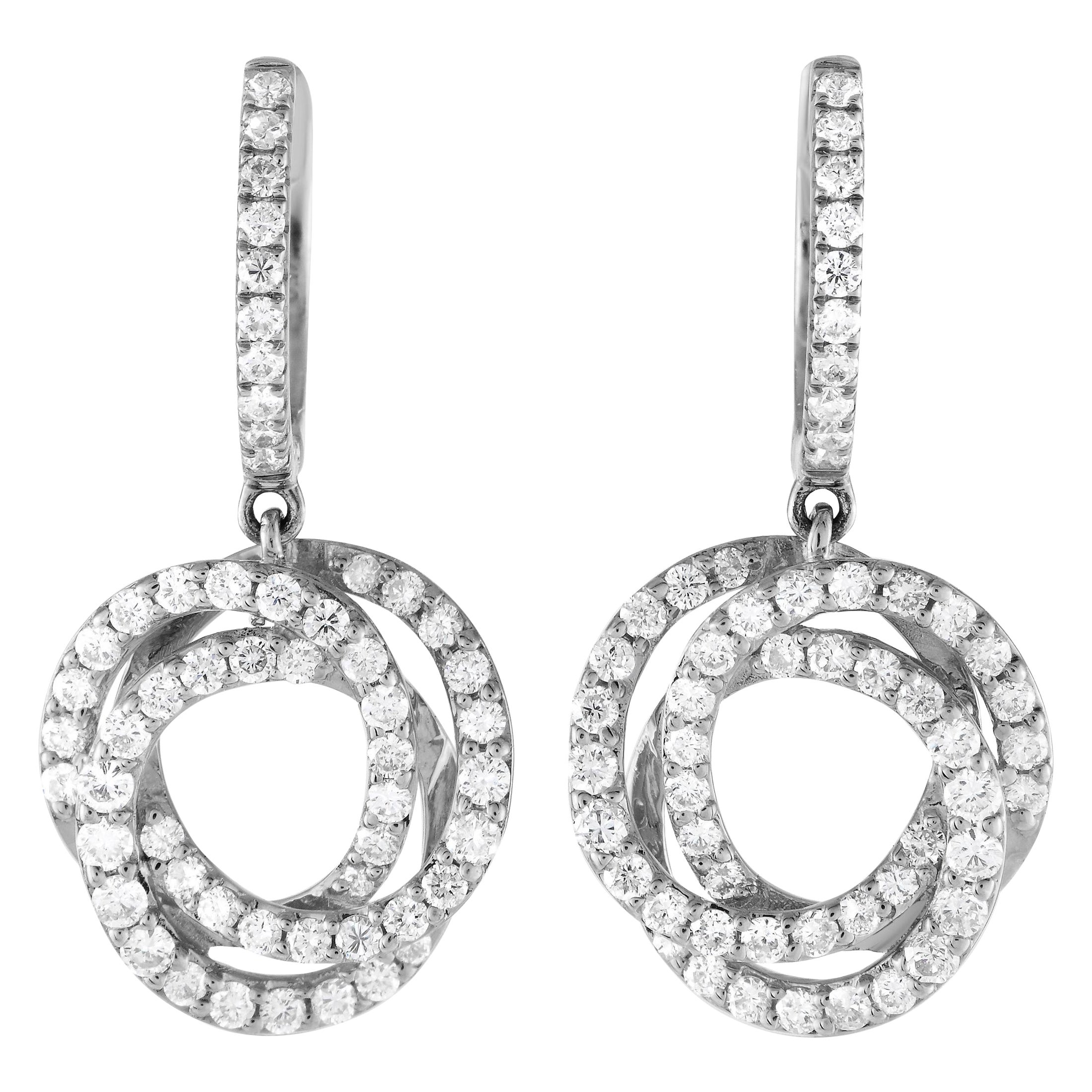 Pendientes de gota de diamantes de 1,00 ct en oro blanco de 14 quilates ER28823