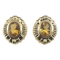 14 Karat Yellow Gold and Citrine Omega Back Earrings  #19733