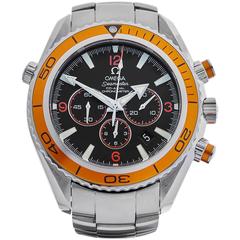  Omega Stainless Steel Seamaster Planet Ocean Chronograph Automatic Wristwatch