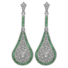 Pendientes de gota de esmeralda de 1,50 ct y diamante de 0,73 ct