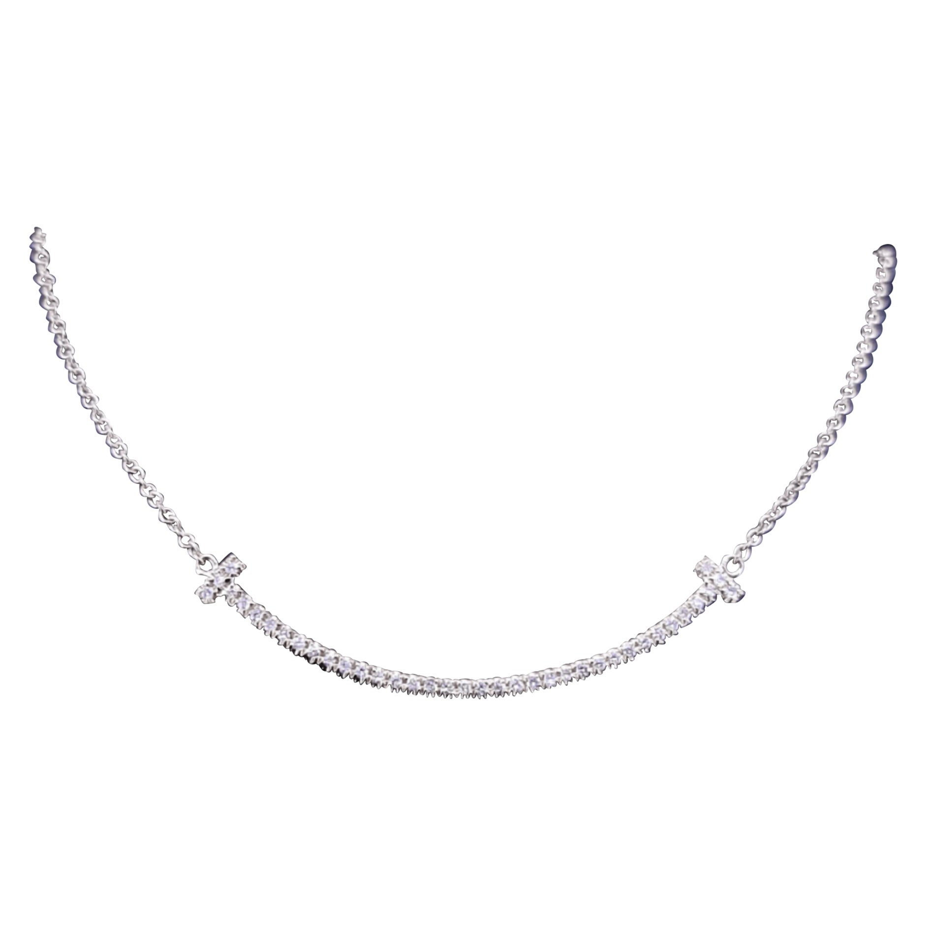 Tiffany Smile pendentif petit or rose 18K diamant .10CT 16-18'' 16-18''.