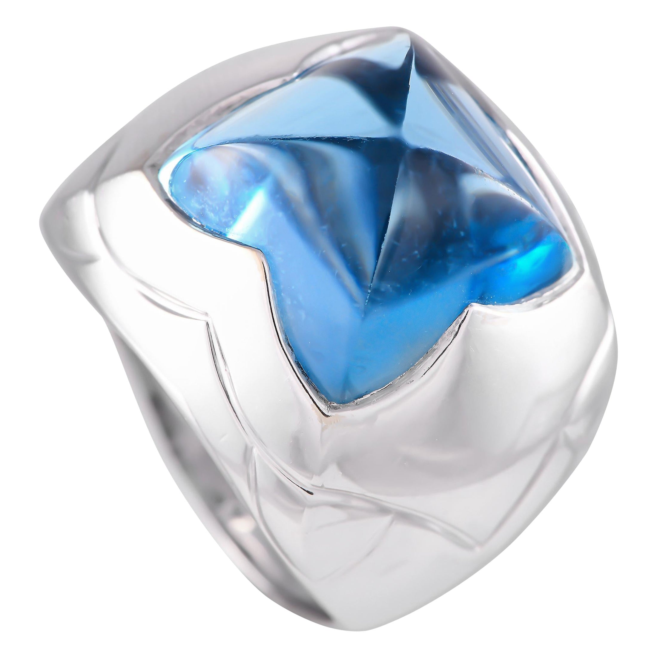 Bvlgari Pyramid 18K White Gold Topaz Ring BV02-093024