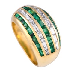 LeVian 18K Yellow Gold 0.80ct Diamond and Emerald Ring LV05-093024