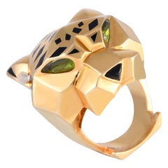 Cartier Panthere 18K Yellow Gold Peridot and Lacquer Ring CA01-100124