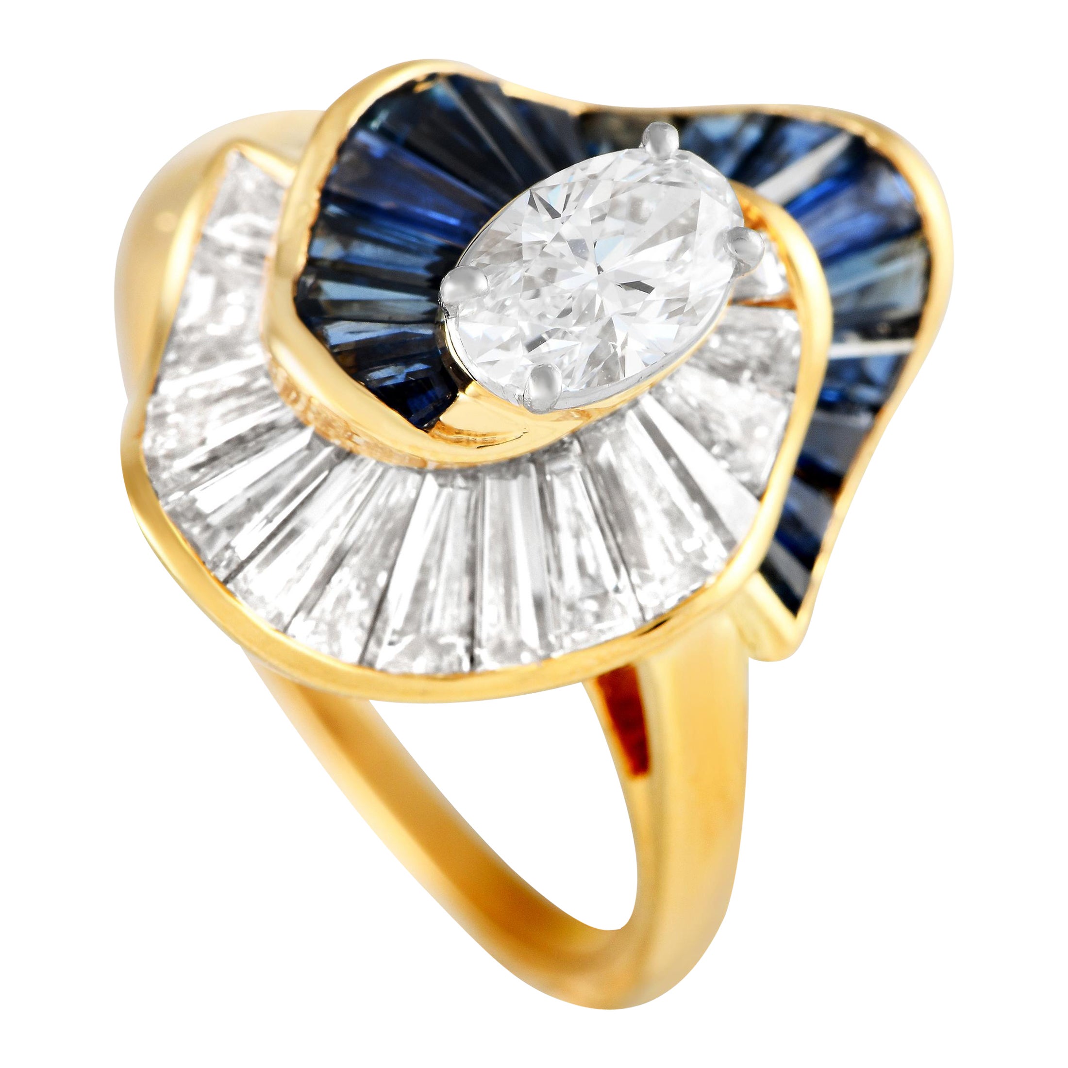 Oscar Heyman 18K Yellow Gold 1.78ct Diamond and Sapphire Ring OH11-100224