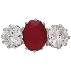 Art Deco Burmese 2.08 carat ruby diamond ring