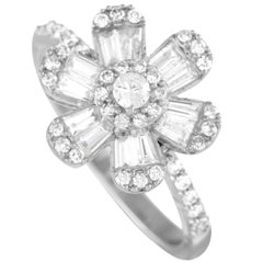 14K White Gold 0.78ct Diamond Flower Ring RN31409
