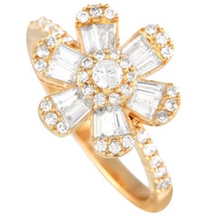 14K Yellow Gold 0.78ct Diamond Flower Ring RN31409-Y