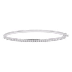 TJD 1.0 Carat Natural Round Brilliant cut Diamond 14 Karat White Gold Bangle